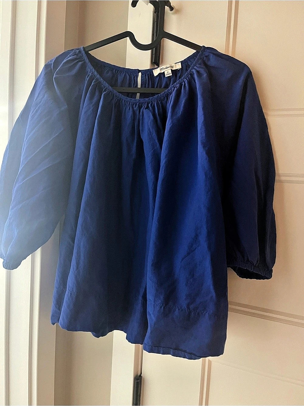 Madewell Balloon-Sleeve Top Blue Blouse